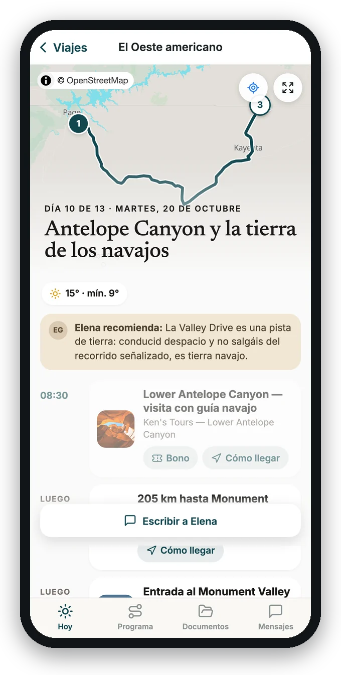 La app de ejemplo en «Hoy»: el mapa del día y el programa