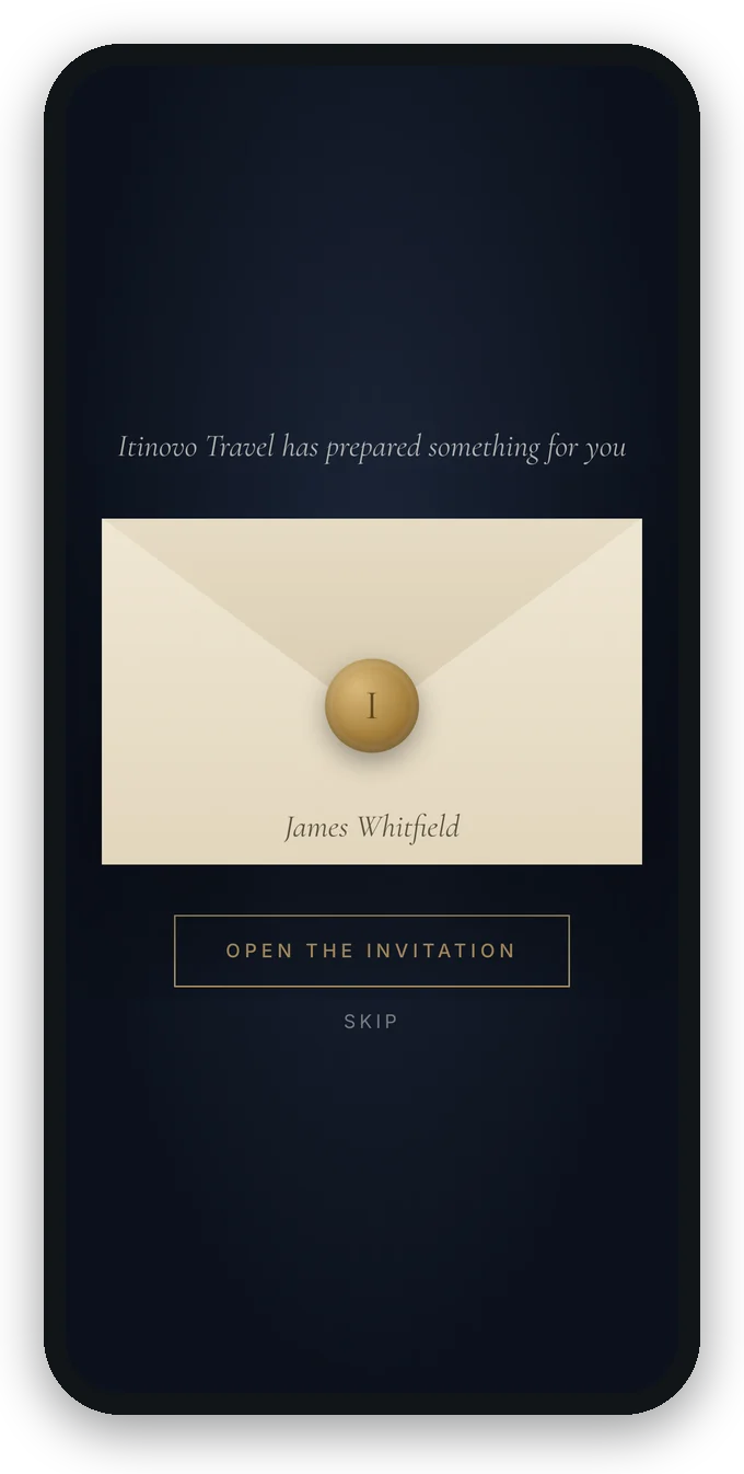 The client portal on a phone, in the Luxury layout
