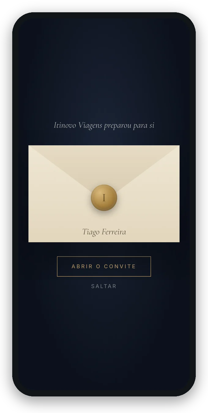 O portal do cliente no telemóvel, no esquema Luxo