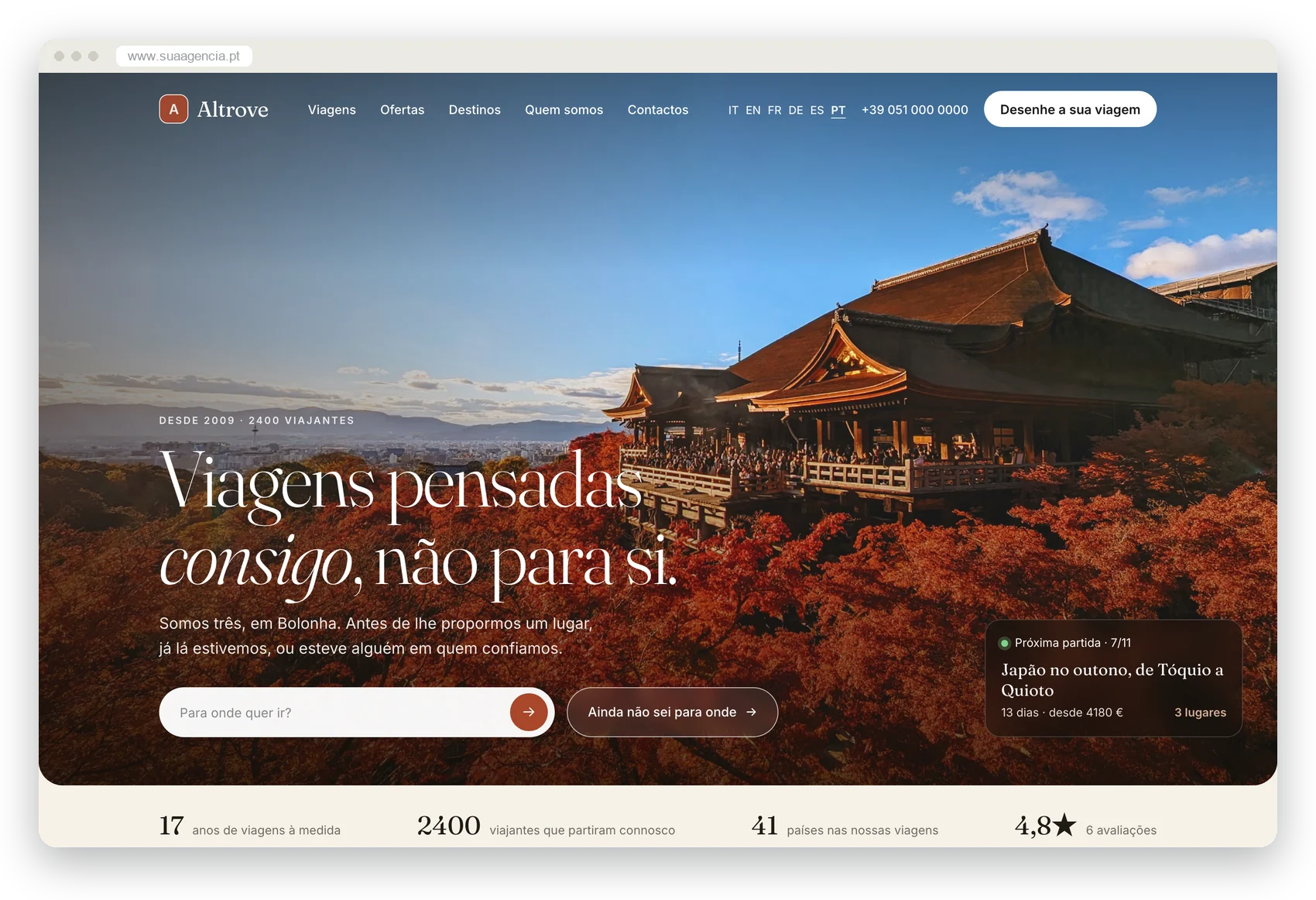 O site de demonstração no estilo Clássico, no computador