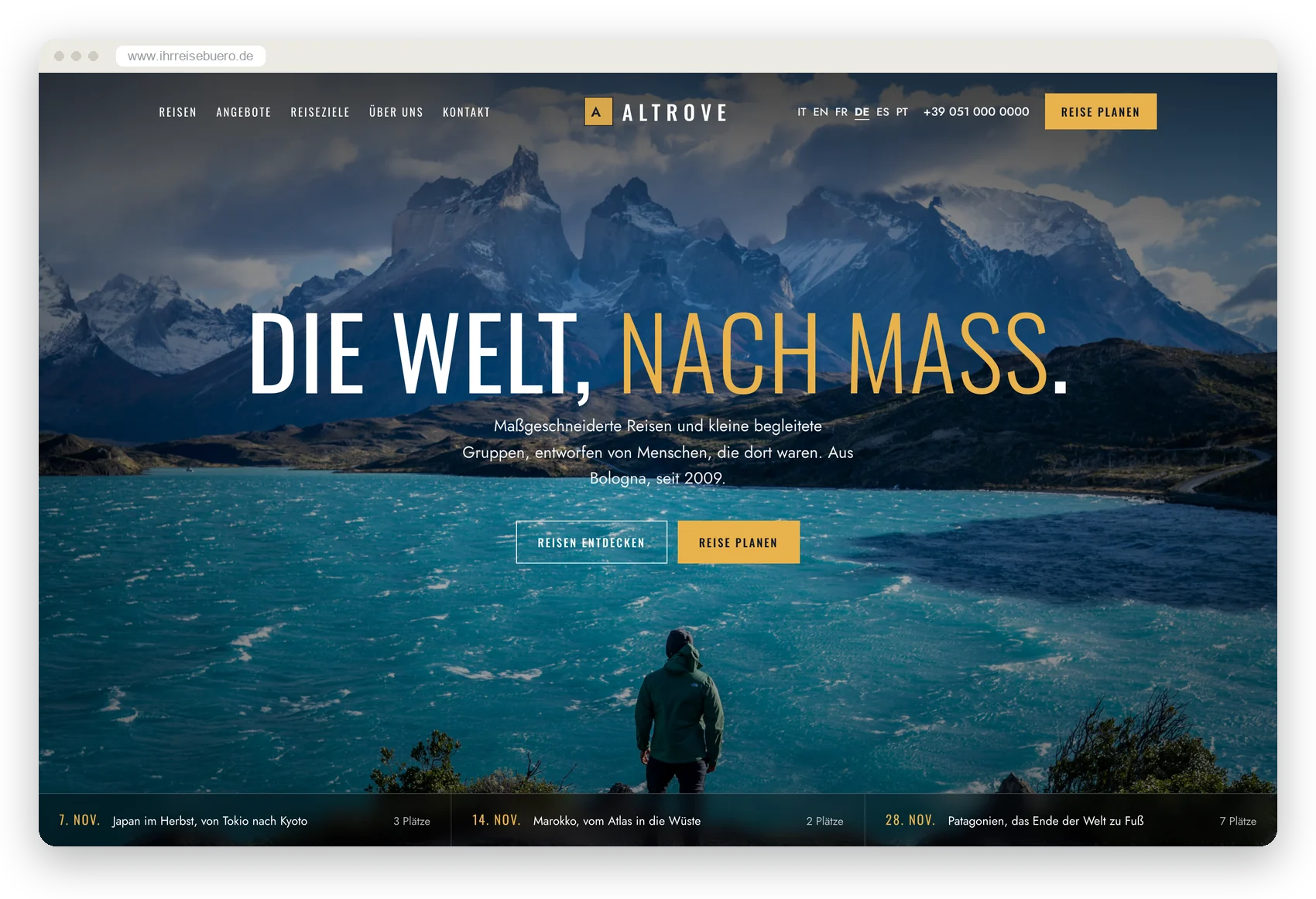 Die Demo-Website im Stil Luxus, am Computer