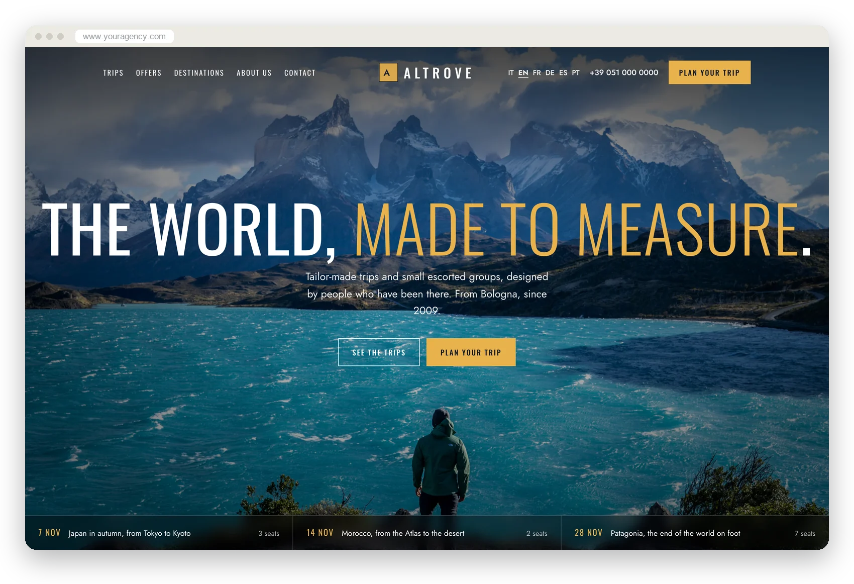 The demo website in the Luxury style, on a computer