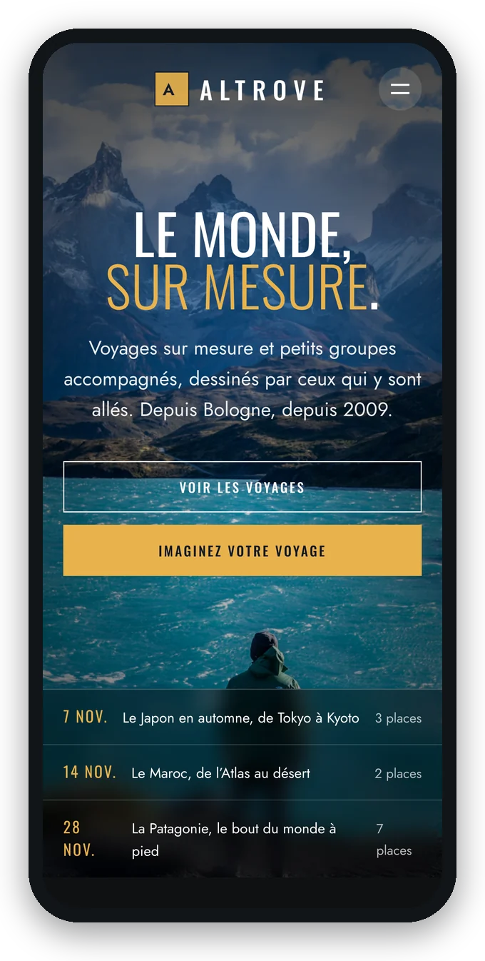 Le site de démonstration en style Luxe, sur téléphone