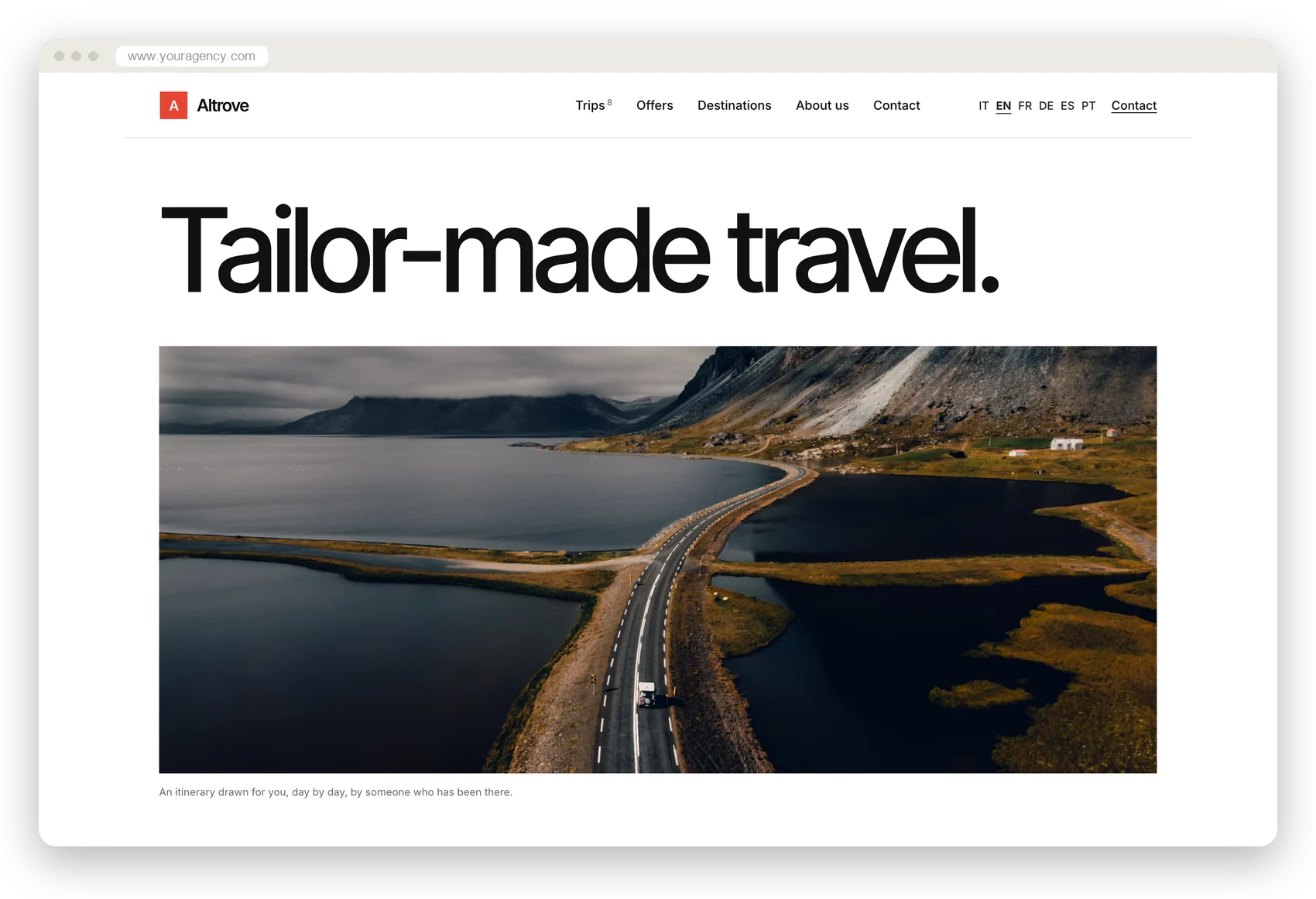 The demo website in the Minimal style, on a computer