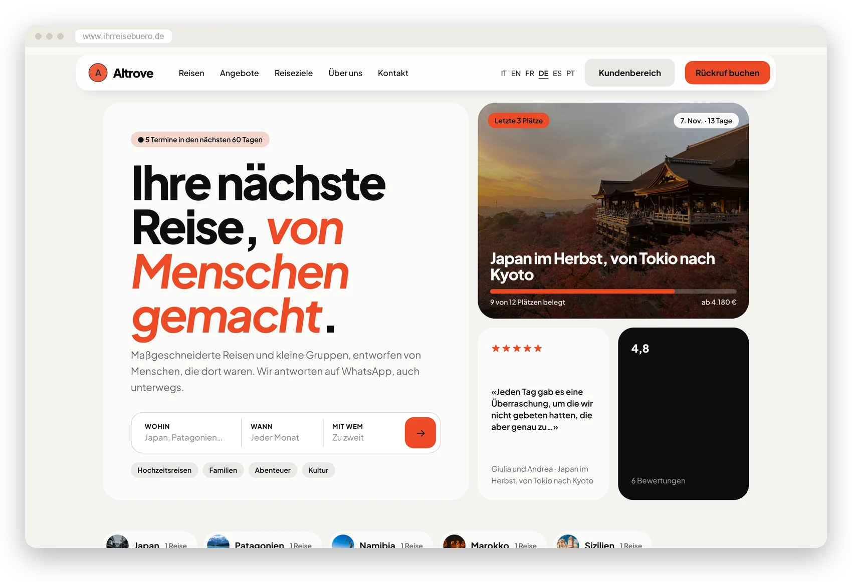 Die Demo-Website im Stil Modern, am Computer