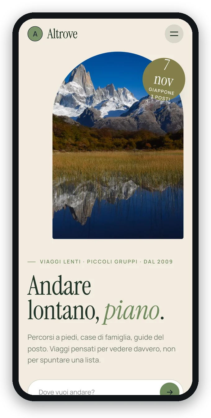 Il sito di demo in stile Natura, al telefono